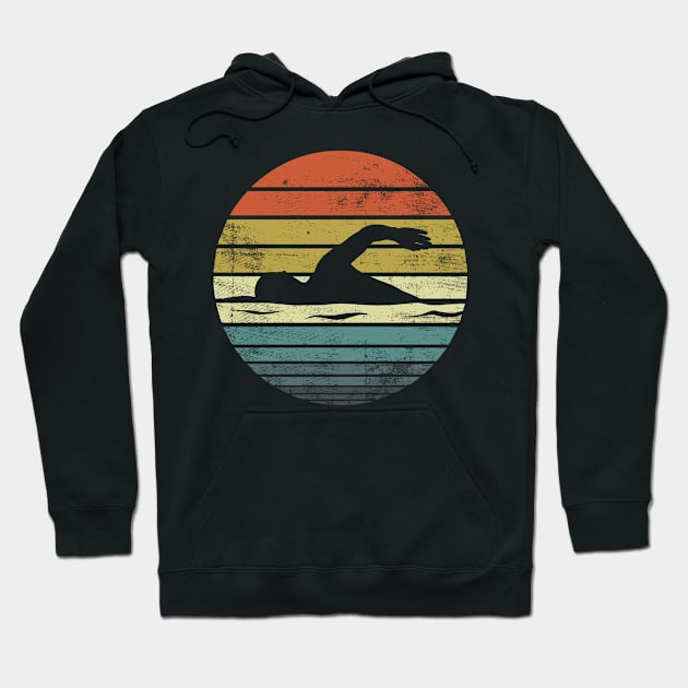 Swimmer Retro Vintage Sunset Swim Swimming Hoodie by stayilbee